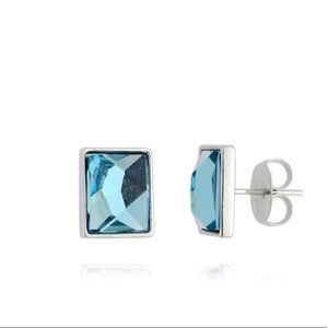 Swarovski authentic Crystals aquamarine colorsquare format white rhodium plated
